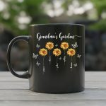 Custom Grandma's Garden Sunflower Black Coffee Mug, Grandma With Grandkids Mug, Nana Mug, Personalized Name kids Mug, Gift Birthday Mug