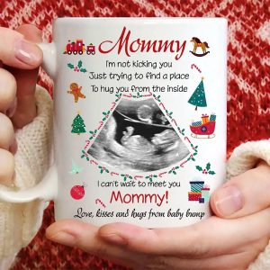 Personalized Gift For Future Mommy To Be Merry Christmas Mug with Sonogram, Mommy first Christmas mug, Custom Christmas mug gift