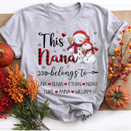 Personalized This Nana Belongs To Grandma Snowman Christmas Nana Shirt, Custom Grandma Little Snowman Christmas sweatshirt, Grandkid Name