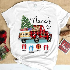 Personalized Nana's Little Grandma Christmas With Grandkids Names 2022 Shirt, Red Truck Christmas Custom Name Kid Grandma Mimi Sweatshirt