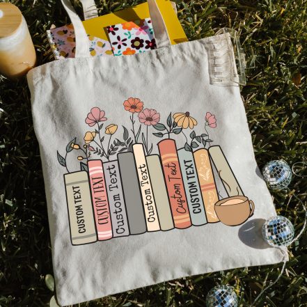 Custom book name Tote Bag for Book Lover, Customized Bookish Tote