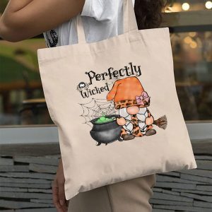 Gnome Perfectly Wicked Tote Bag, Witch Halloween Tote Bag, Cute Gnomes Tote For Halloween, Halloween Gnome Tote Bag, Trick Or Treat Tote Bag