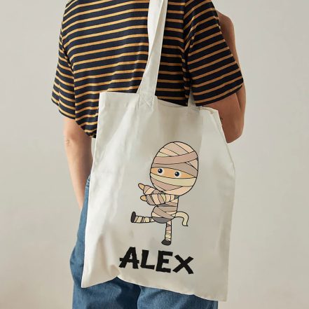 Personalized Halloween Kids Tote Bag, Personalized Canvas Tote Bag, Halloween Bags For Kids, Custom Name Kids Tote Bag, Back To School Tote Bag