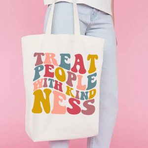 Treat People With Kindness Pullover Tote Bag, Kindness Tote Bag, Tpwk Tote Bag, Motivational Quote Bag, Retro Tote Bag, Be Kind Tote Bag