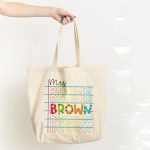 Beautiful Custom Name Teacher Tote Bag, Mrs Tote Bag, Customized Natural Canvas Tote Bag